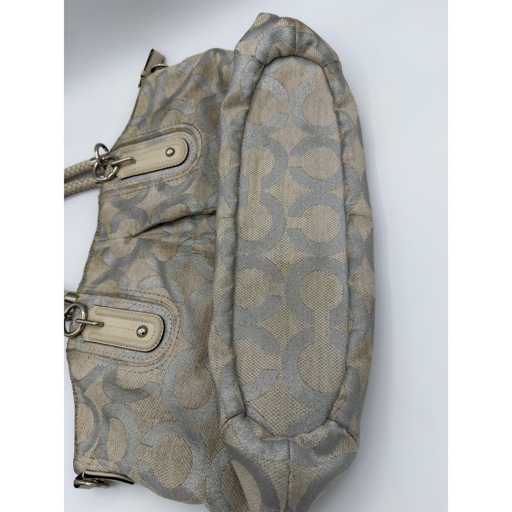 Coach Shoulder Bag Womens Large Silver Good Limited Edition Floral Jacquard - Picture 9 of 16